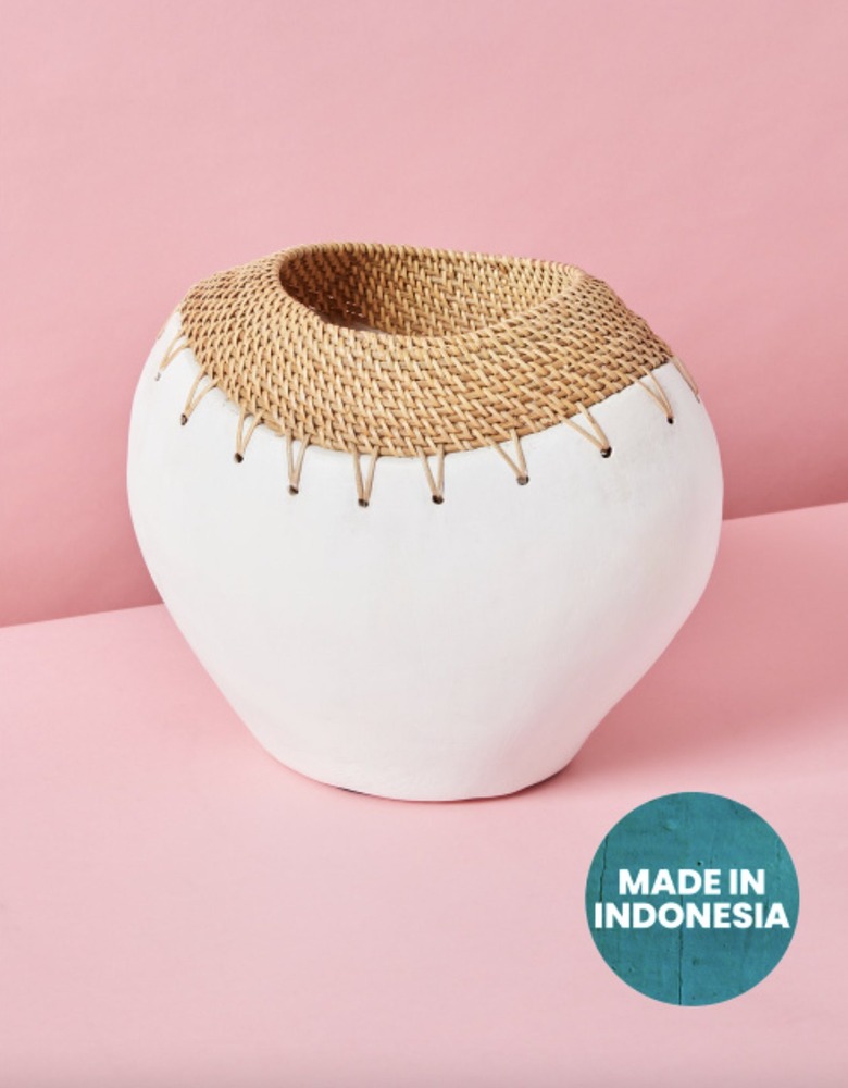 terracotta and rattan vase