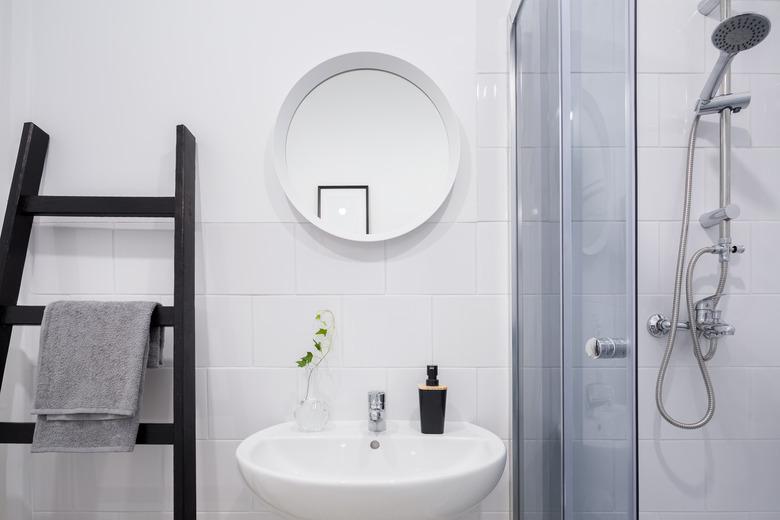 Bathroom with ladder shelf