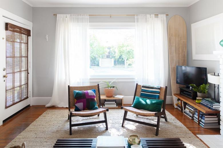 Sheer curtains hung in a living room