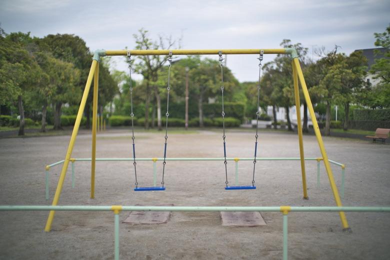 Isolated seat swing in a park