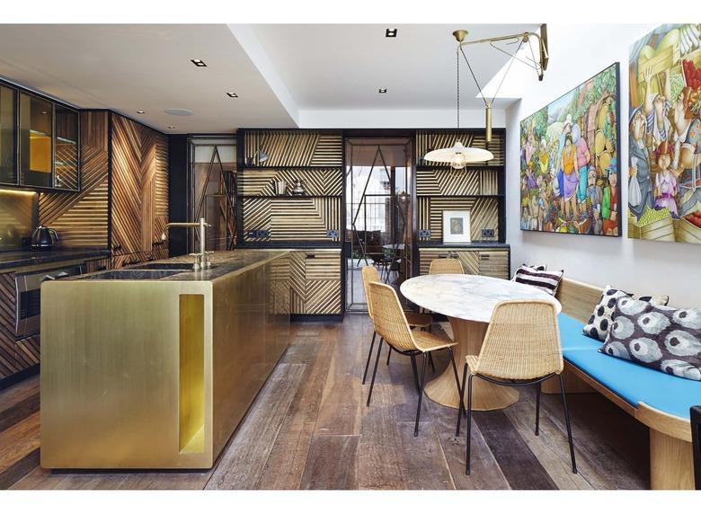 rustic kitchen brass kitchen island