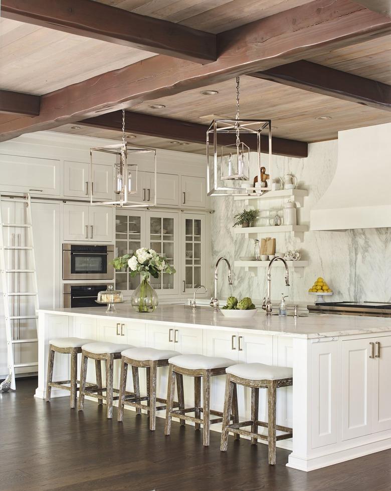 rustic kitchen with marble countertops