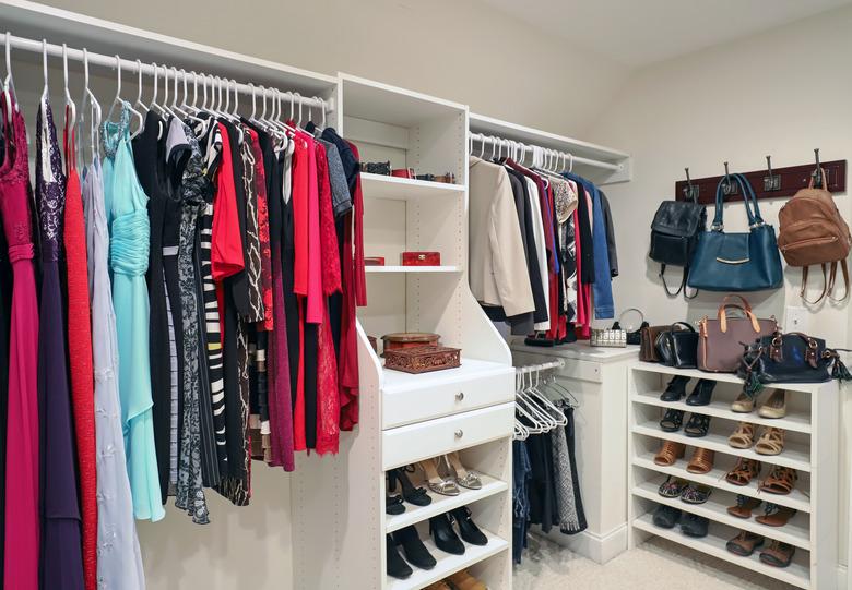 Well-organized walk-in closet.