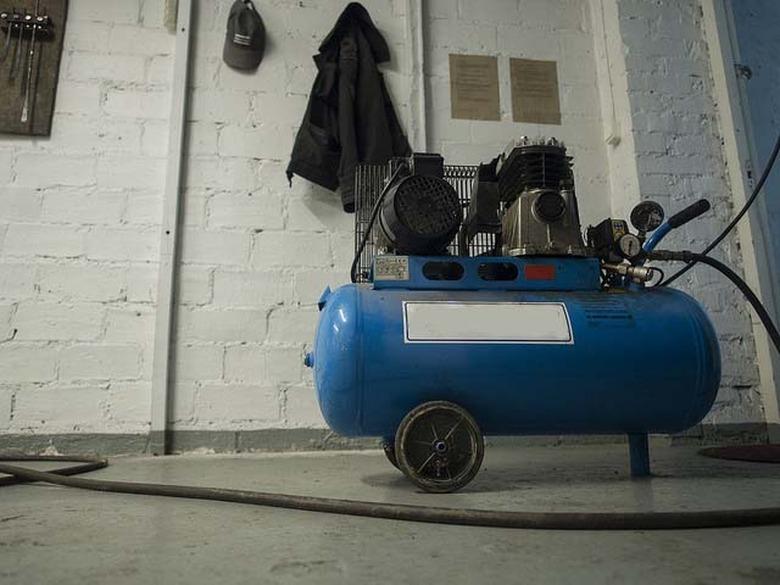 A shop compressor in operation.
