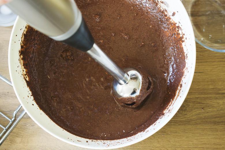 Mixing in a bowl with hand blender