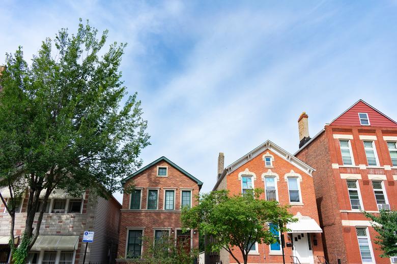 Row of Old Homes in Pilsen Chicago