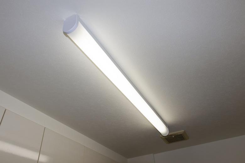 Long fluorescent light on the ceiling