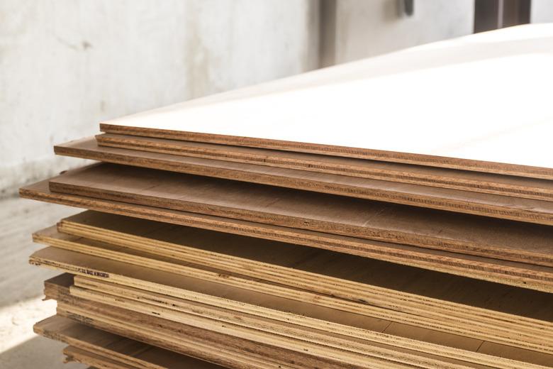 Stack of plywood panels