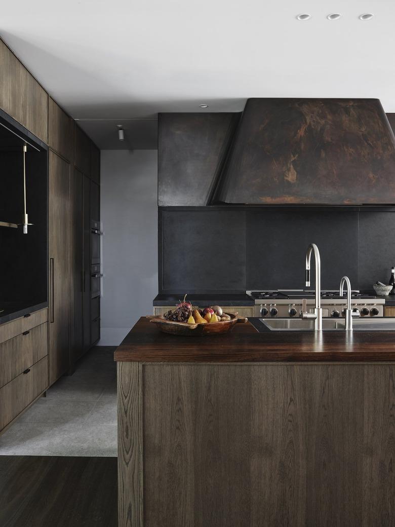 industrial black kitchen backsplash