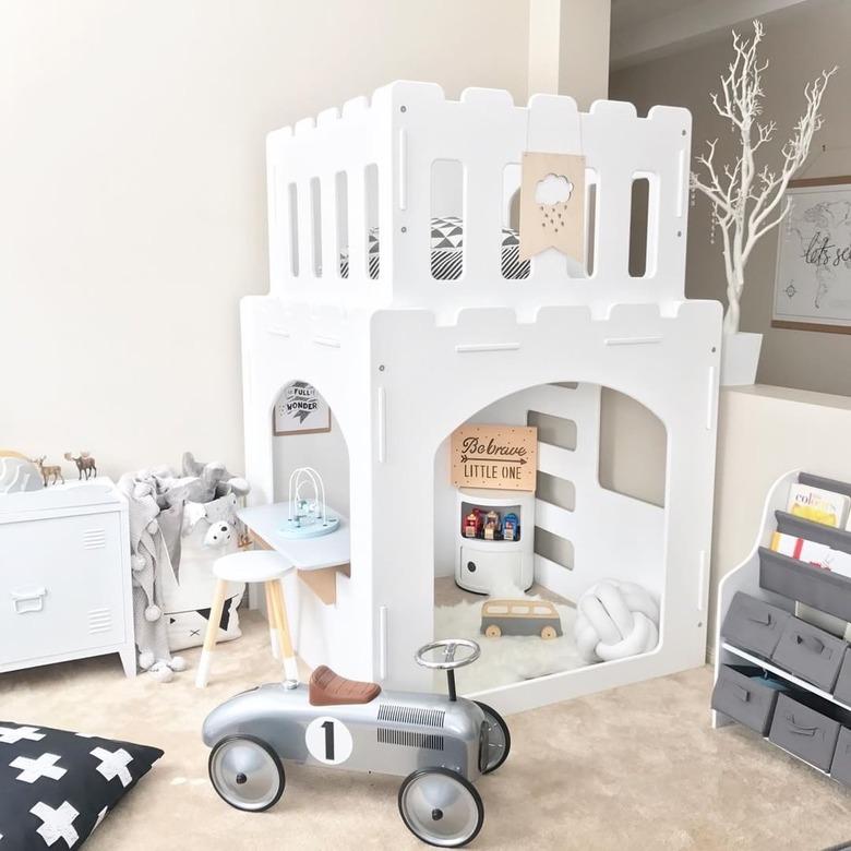 kids playroom idea with two story castle