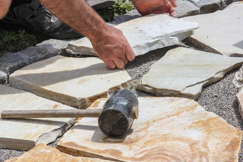 Paver with marble plates