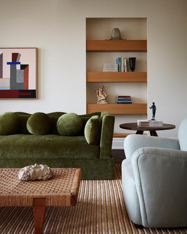 green couch in living room