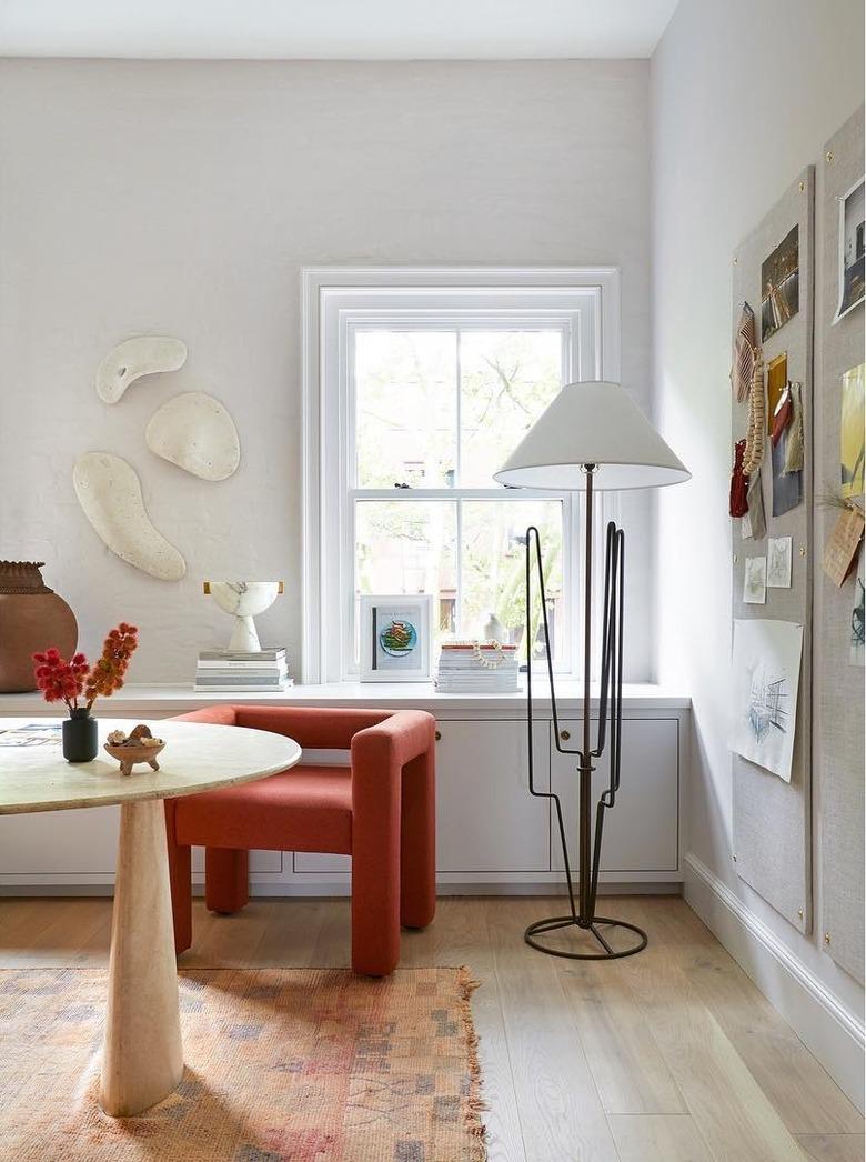 office corner with tubular armchair