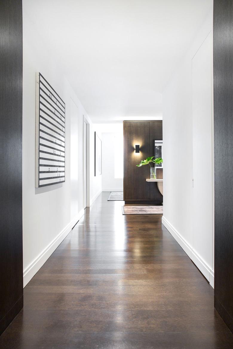 midcentury modern hallway with wood floor