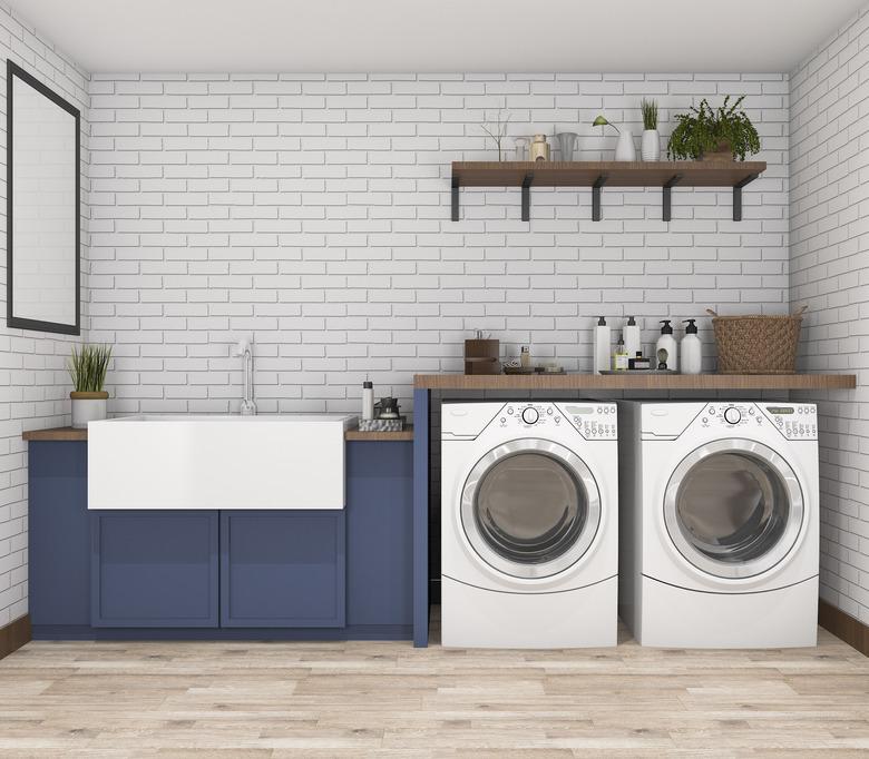 Washing machine in vintage laundry room