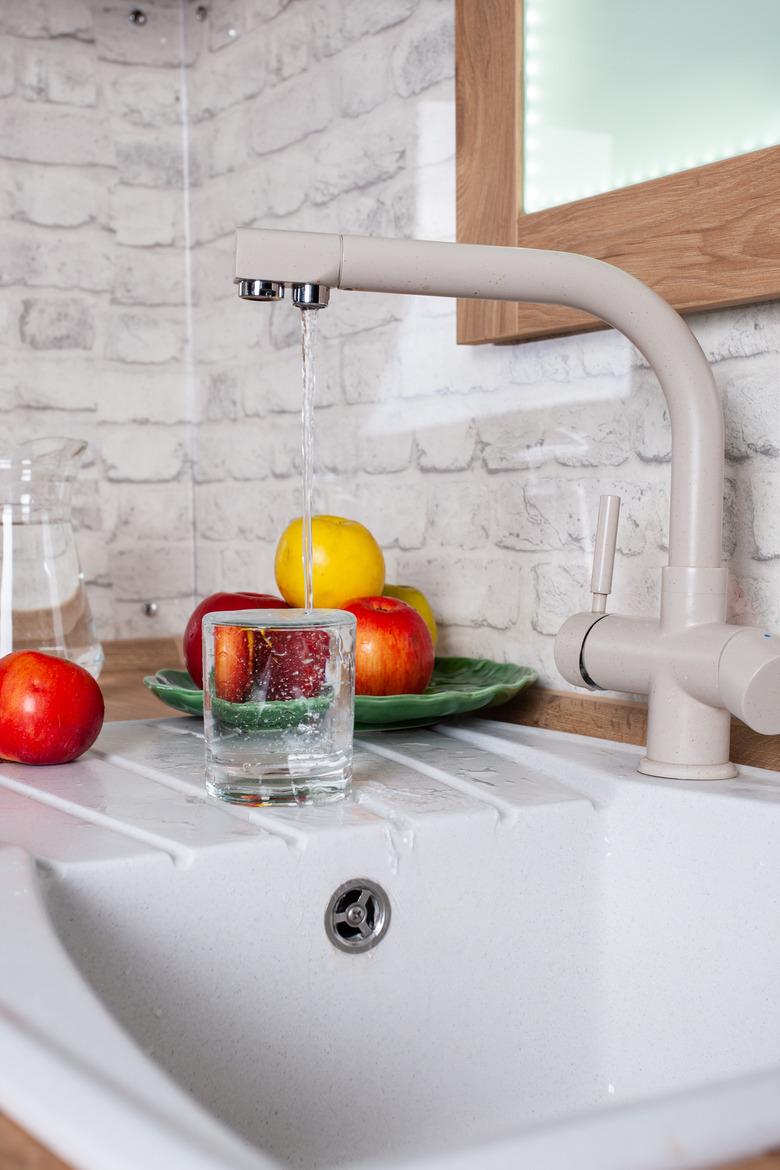 Healthy lifestyle, apples in white interior kitchen