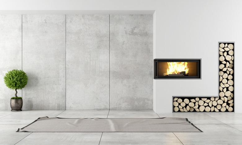 Modern interior with fireplace