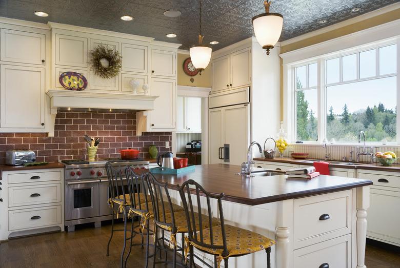 Kitchen With Pressed Tin Ceiling