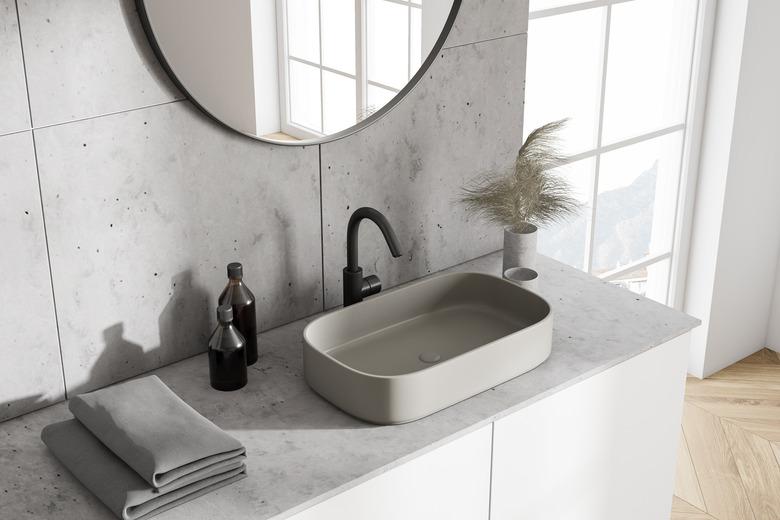 White bathroom sink, top view