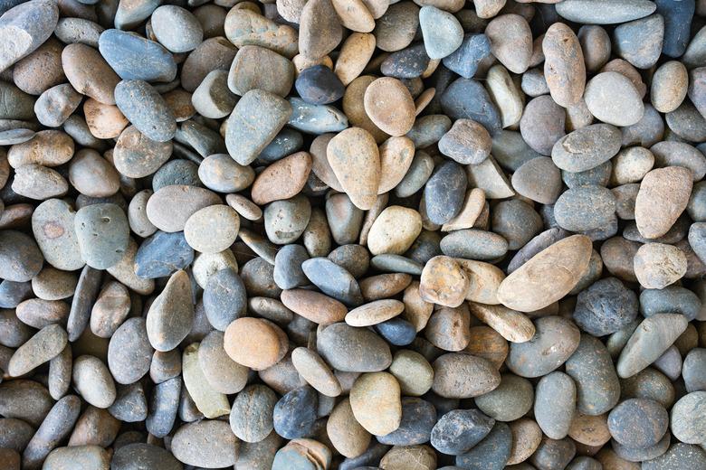 Top view of round river stones floor