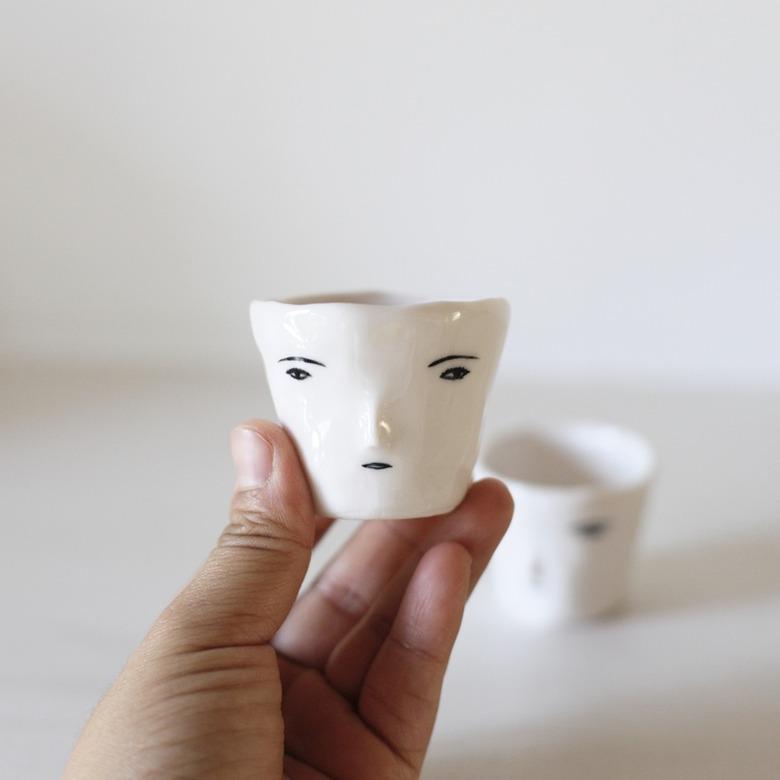 soju cup with face