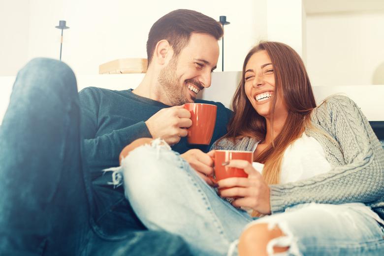 Happy young couple at home