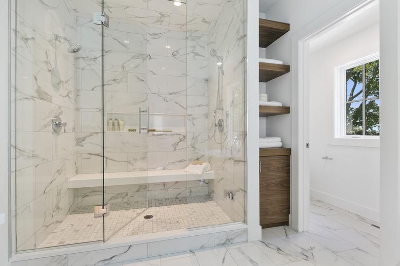 Decorative tile adds classy element to master shower