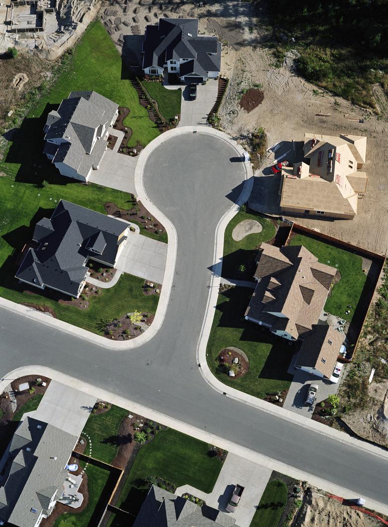 Housing development under construction, aerial view