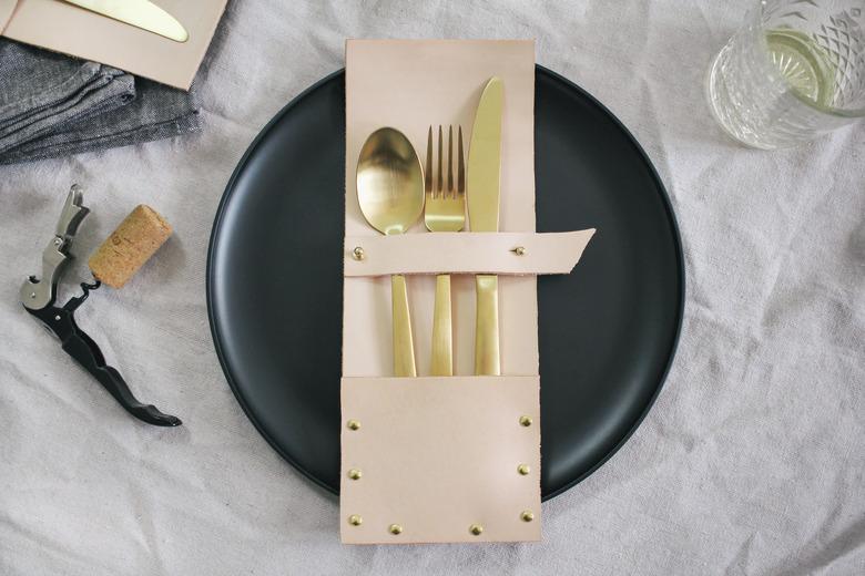 DIY leather flatware pocket