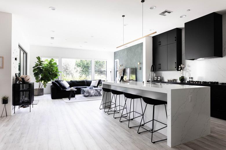 minimalist kitchen island black cabinets