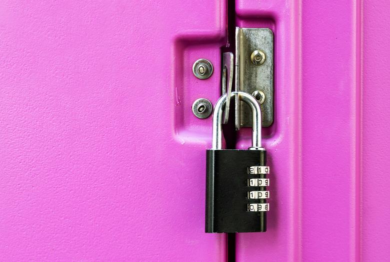 Closed door with combination lock