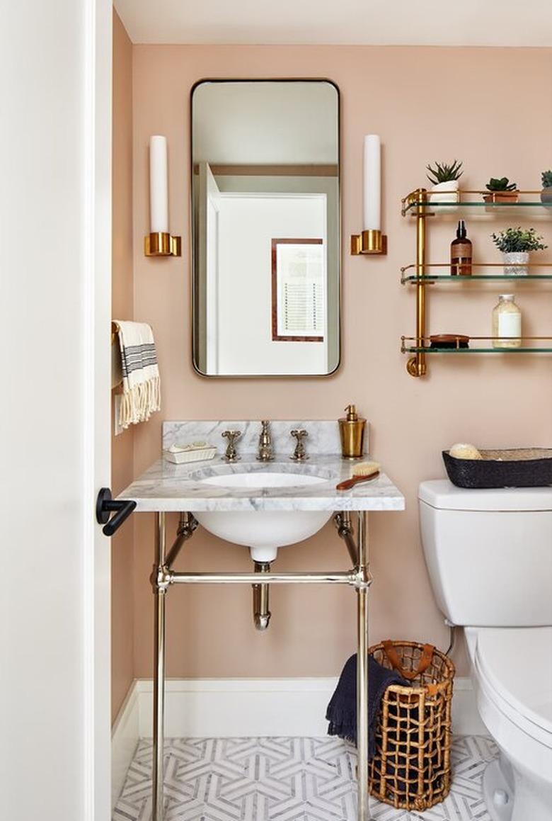 Modern bathroom storage with shelves by Zoe Feldman Design