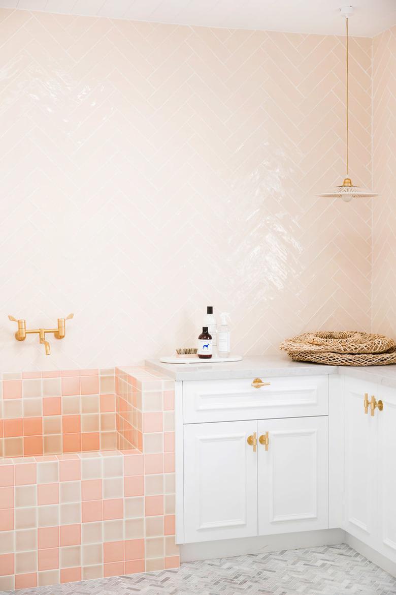 modern home interior design in pink bathroom