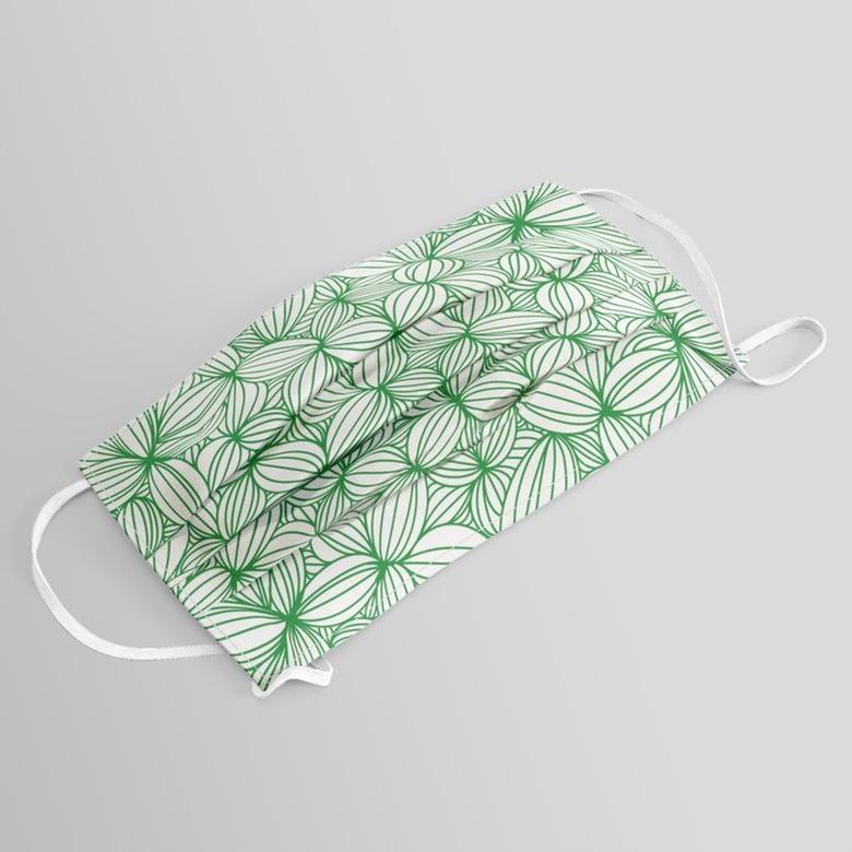 green leaf patterned face mask