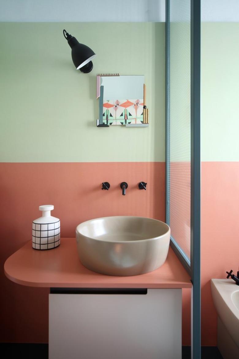 color block painted bathroom