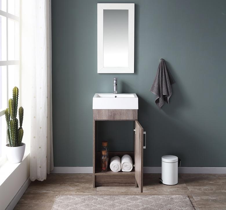 Mainstays Farmhouse 17.75 Inch Rustic Grey Single Sink Bathroom Vanity