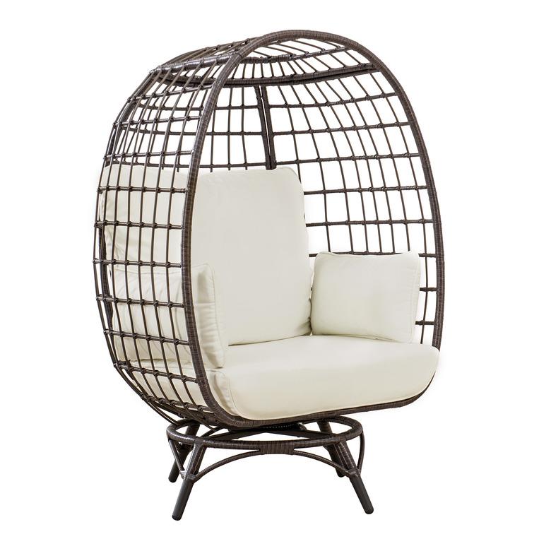 Swivel rattan egg chair