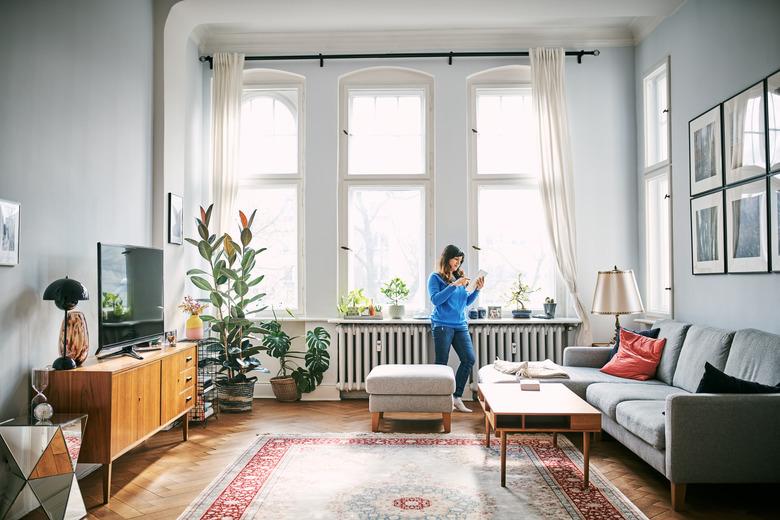 Woman Using Digital Tablet In Living Room