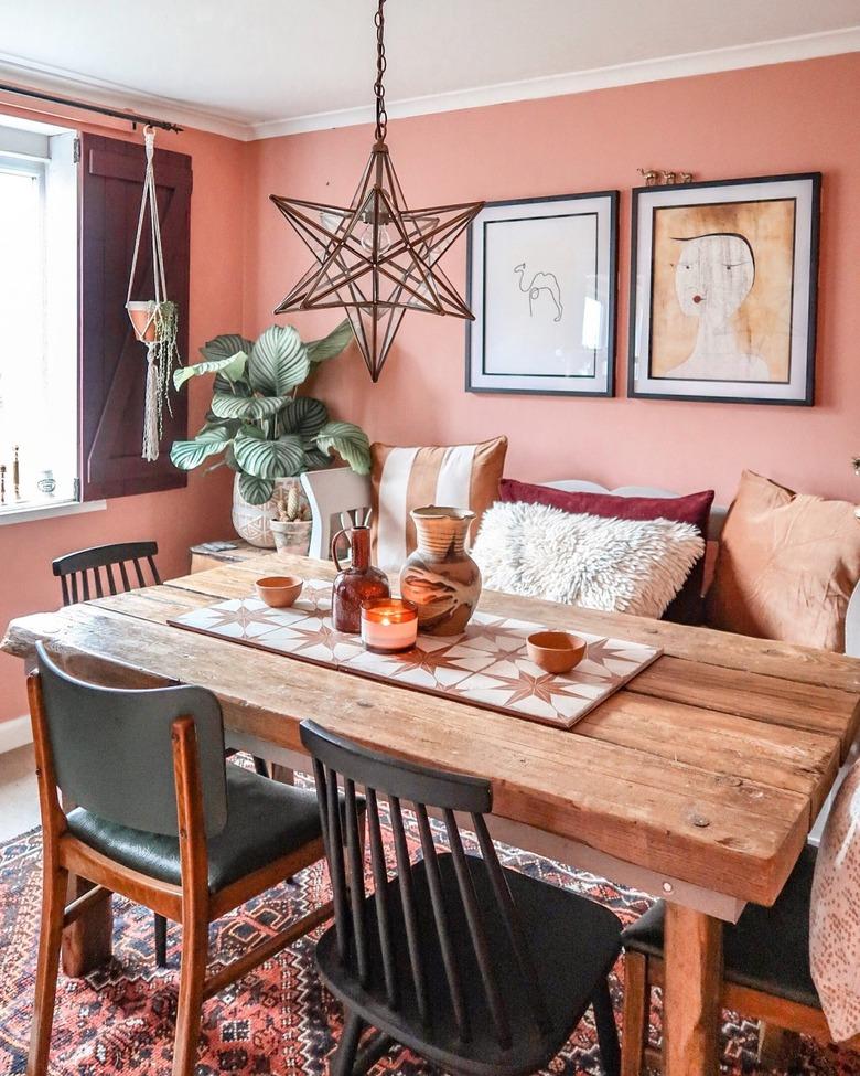 boho pink dining room idea