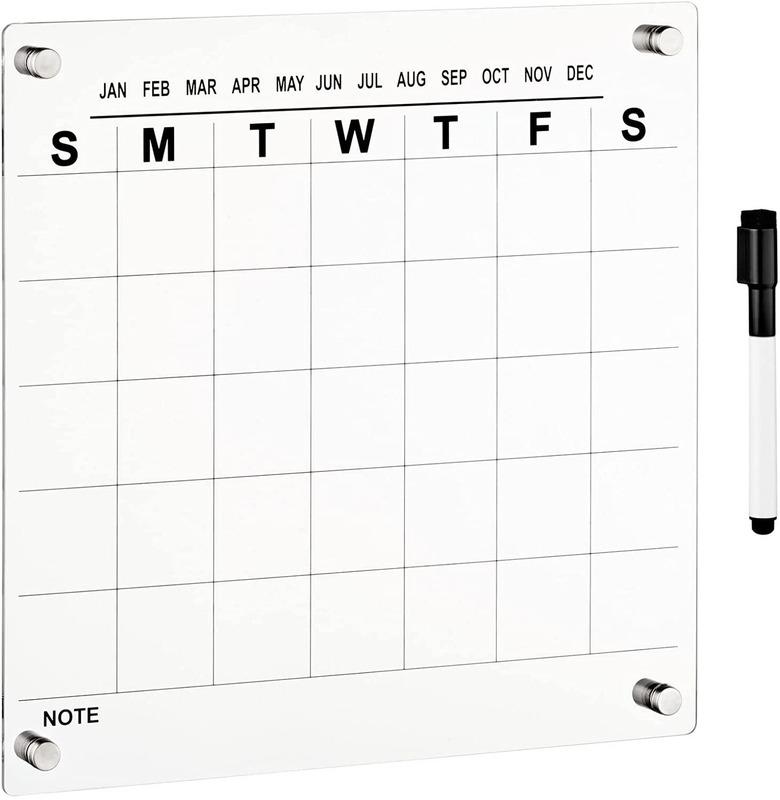 mDesign Modern Acrylic Reusable Hanging Wall Calendar Planner