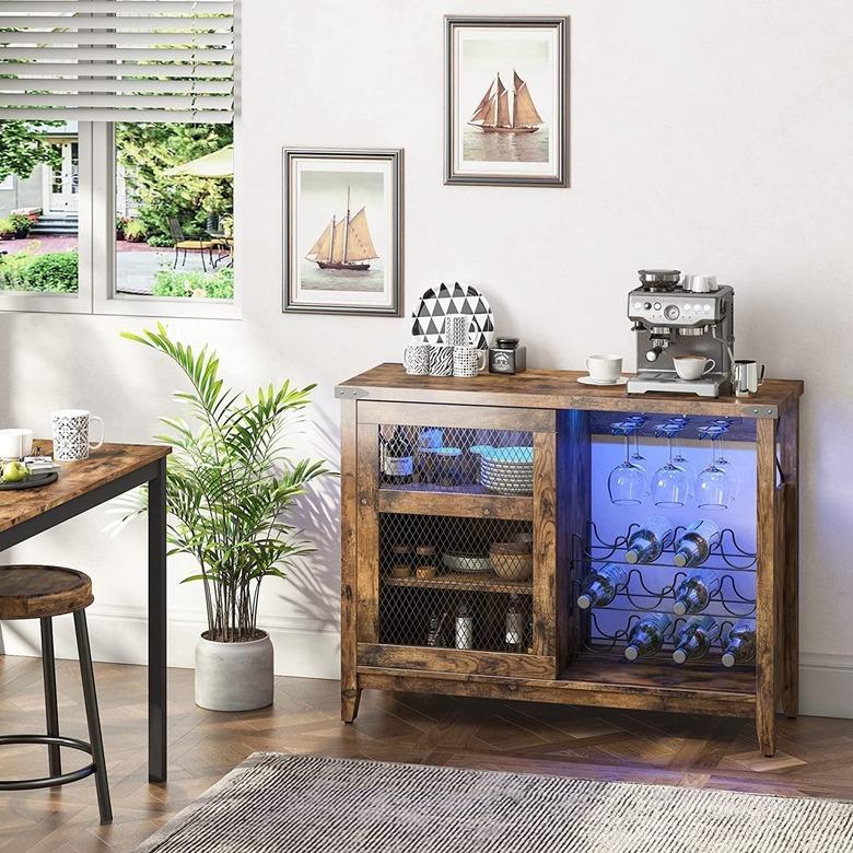 Bestier Wine Bar Cabinet with Led Lights