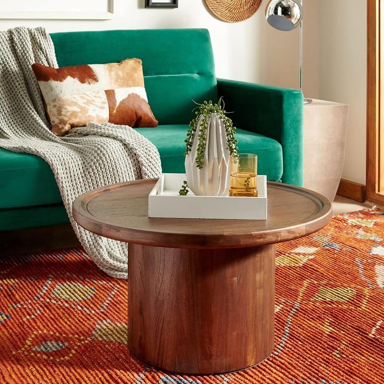 Safavieh Home Devin Dark Oak Pedestal Round Coffee Table