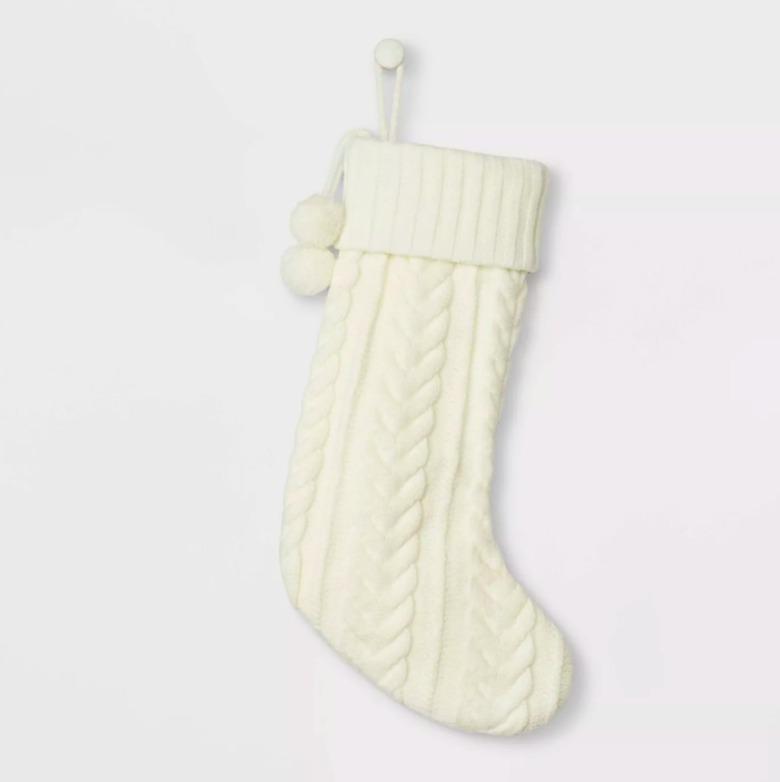 Cable Knit Christmas Stocking Ivory