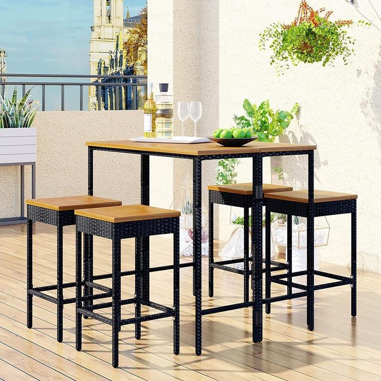 SingherC 5-Piece High Top Outdoor Table and Chairs Set