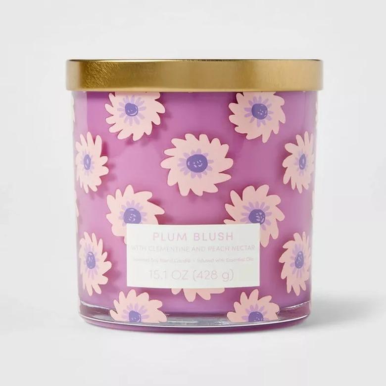 Opalhouse Floral Print Plum Blush Candle