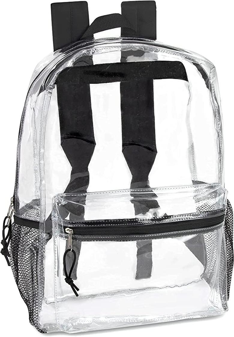 Clear Backpack With Reinforced Straps & Front Accessory Pocket 