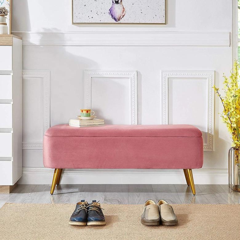 Ball & Cast Velvet Storage Bench