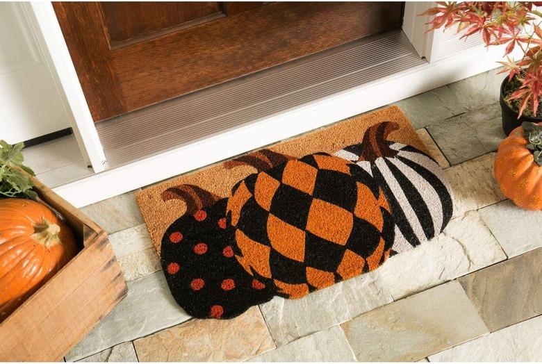 Evergreen Flag Autumn Patterned Pumpkin Doormat