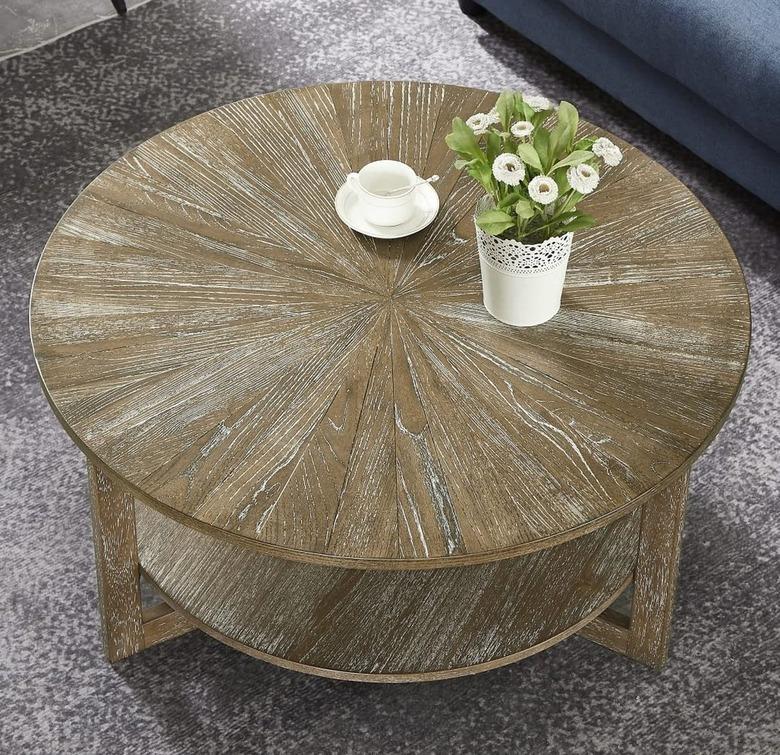 Gexpusm Round Natural Wood Coffee Table