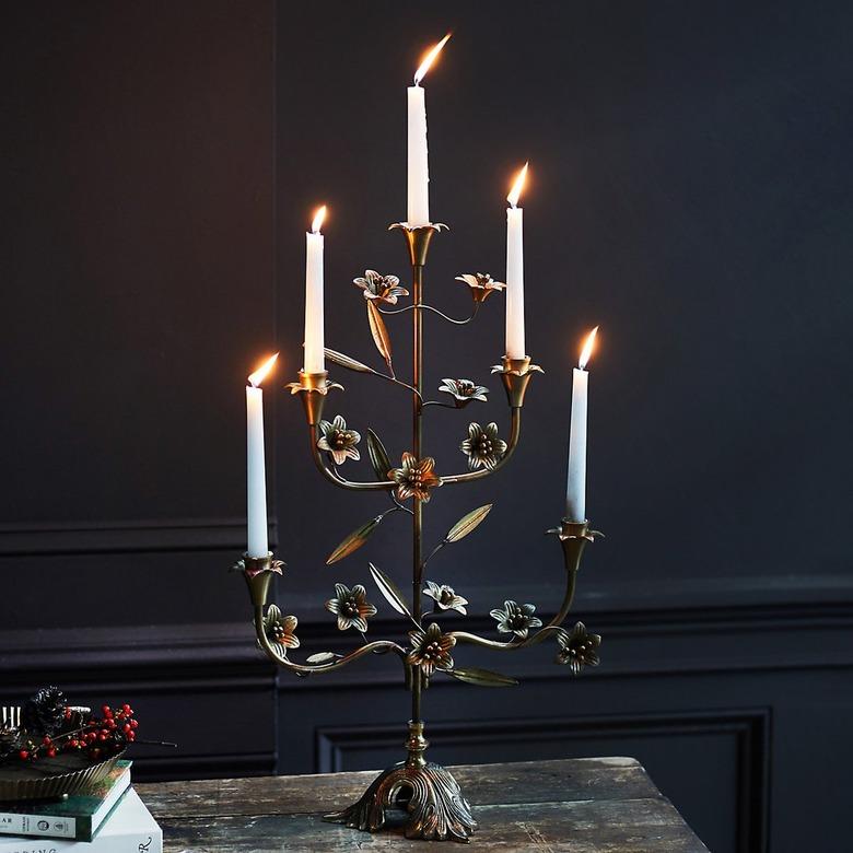 Brass Floral Candelabra